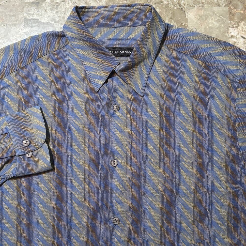 Jhane Barnes Shirt Mens Large Abstract Art Long Sleeve Button Cotton Blend